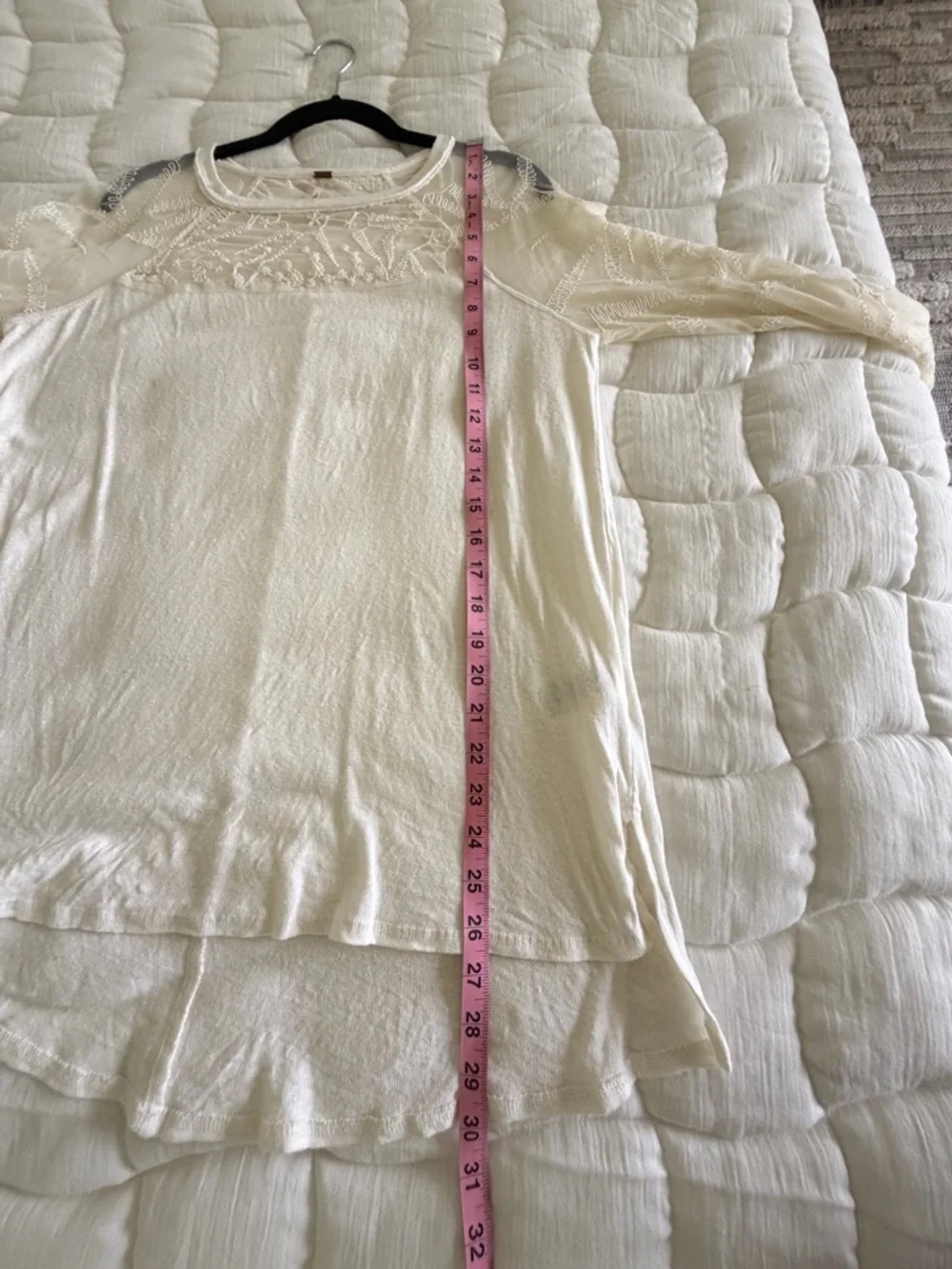 Free People White Ethereal Dainty Embroidered Lace Long Sleeve Top Medium